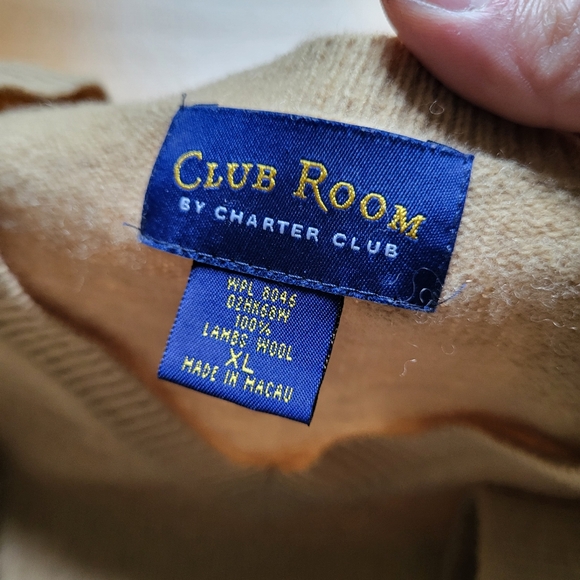 Club Room Lambswool Sweater Mens XL Brown V Neck Ribbed Preppy Dad School Teach - Picture 4 of 8